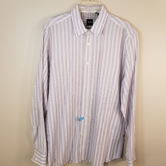 Hugo Boss BOSS Stripe Button Down Dress Shirt XL - Picture 10 of 16